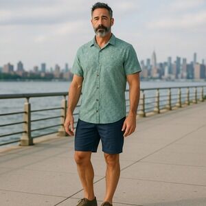 Caribbean Joe Island Supply Co. Button‎ Up Shirt Short Sleeve XL